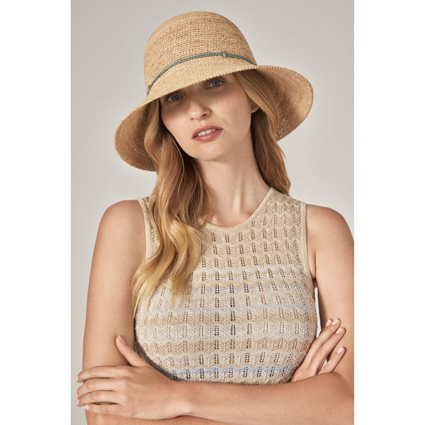 Helen Kaminski Villa 9 Hat Cloche Natural/ Seaglass