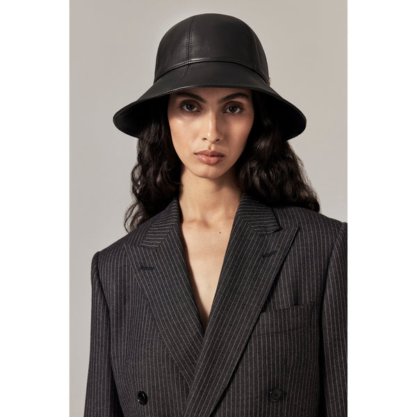 Helen Kaminski Yasmin Leather Hat Hat Cloche Black