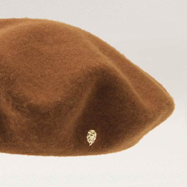 Helen Kaminski Issy Rollable Wool Beret Hat Beret Dark Camel