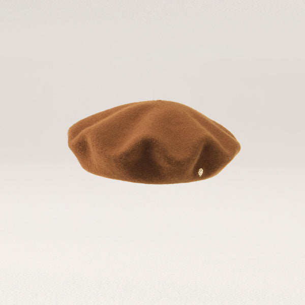 helen kaminski Issy Rollable Wool Beret Hat Beret Dark Camel