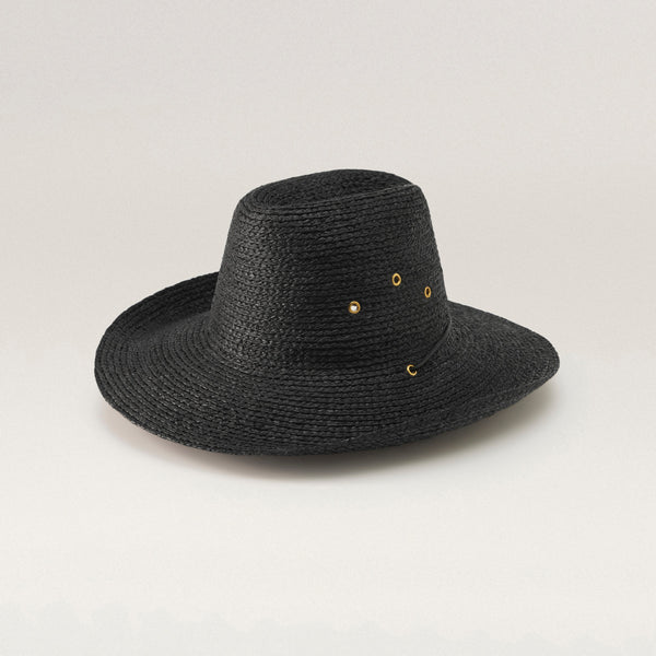 Helen Kaminski Madison Raffia Braid Fedora Hat Cowboy Charcoal