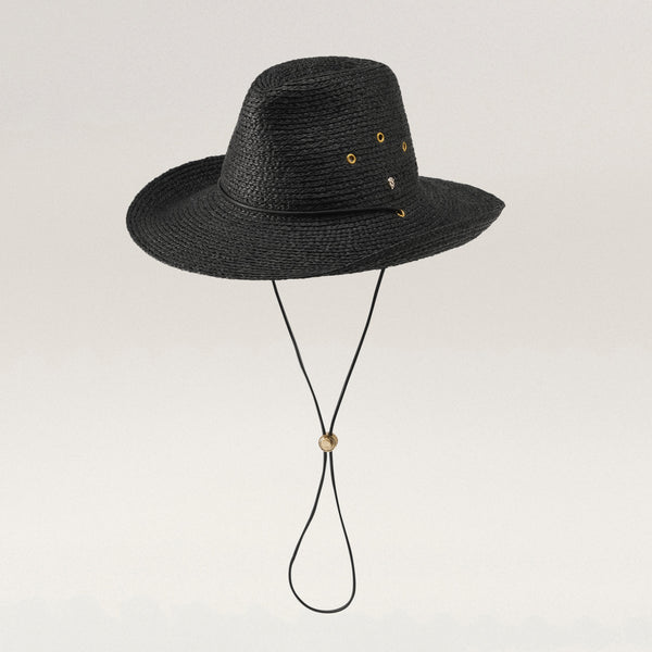 Helen Kaminski Madison Raffia Braid Fedora Hat Cowboy Charcoal