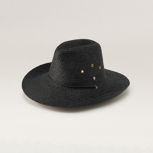 helen kaminski Madison Raffia Braid Fedora Hat Cowboy Charcoal
