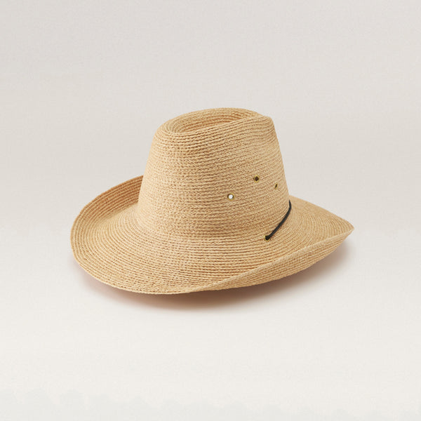 Helen Kaminski Madison Raffia Braid Fedora Hat Cowboy Natural