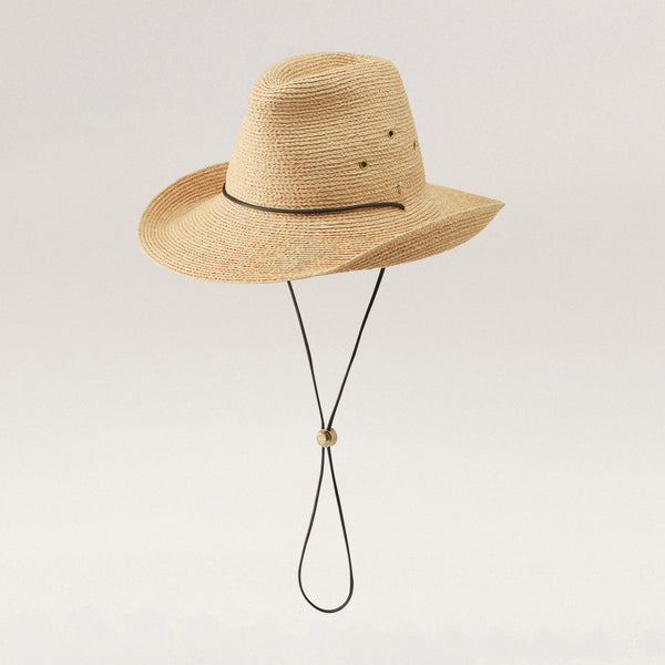 Helen Kaminski Madison Raffia Braid Fedora Hat Cowboy Natural