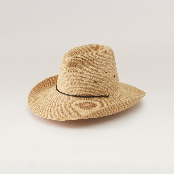 helen kaminski Madison Raffia Braid Fedora Hat Cowboy Natural