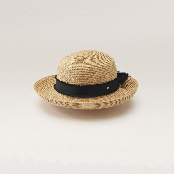 helen kaminski Newport SB Hat Turn Up Brim Natural/ Black Fringe