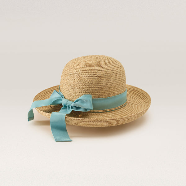 Helen Kaminski Newport SB Hat Turn Up Brim Natural/ Seaglass