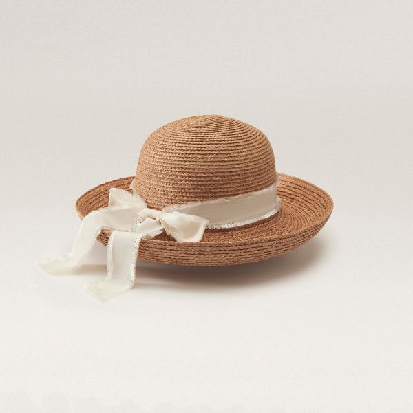 Helen Kaminski Newport SB Hat Turn Up Brim Nougat/ Cream Fringe