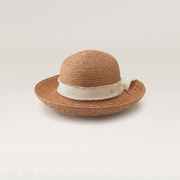 helen kaminski Newport SB Hat Turn Up Brim Nougat/ Cream Fringe