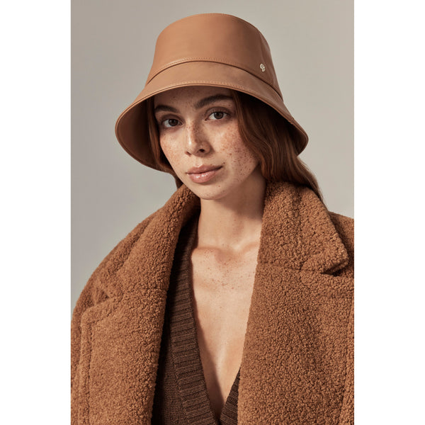 Helen Kaminski Palmer Leather Bucket Hat Bucket Camel