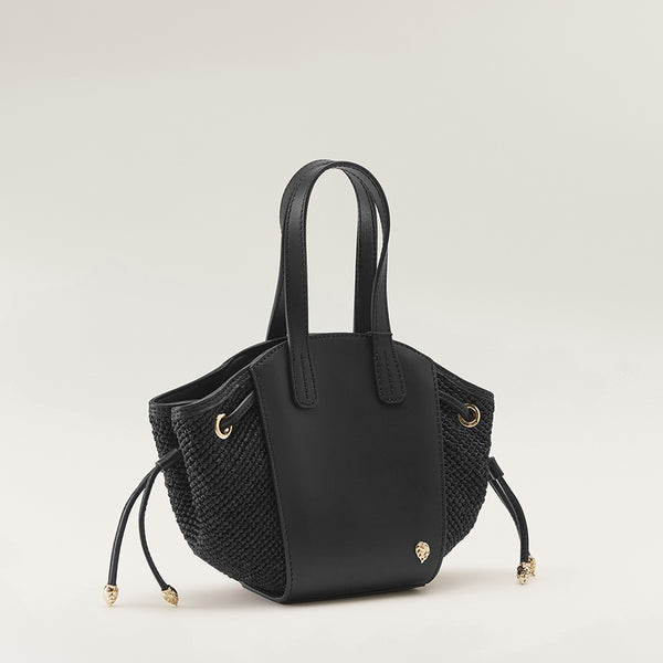 Helen Kaminski Piaf Tote With Raffia Black/Charcoal
