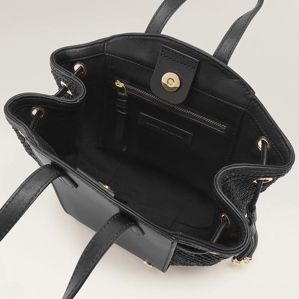 Helen Kaminski Piaf Tote With Raffia Black/Charcoal