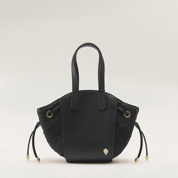 helen kaminski Piaf Tote With Raffia Black/Charcoal