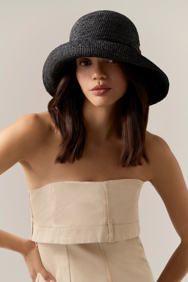 Helen Kaminski Provence 10 Hat Turn Up Brim Charcoal