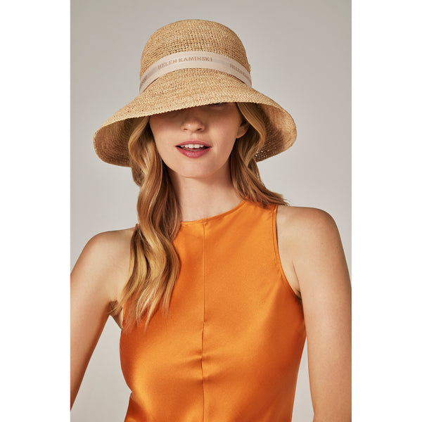Helen Kaminski Provence Logo 10 Hat Turn Up Brim Natural