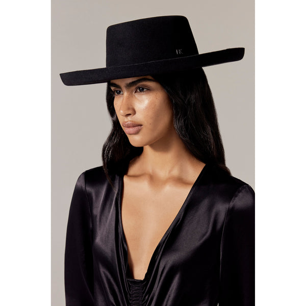 Helen Kaminski Skylar Conscious Wool Boater Hat Boater Black