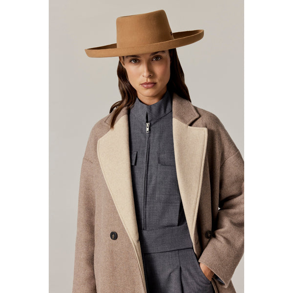 Helen Kaminski Skylar Conscious Wool Boater Hat Boater Camel