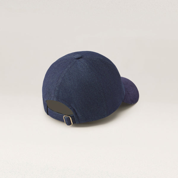 Helen Kaminski Sutton Denim Cord Cap Hat Cap Dark Denim/ Navy