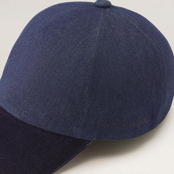Helen Kaminski Sutton Denim Cord Cap Hat Cap Dark Denim/ Navy
