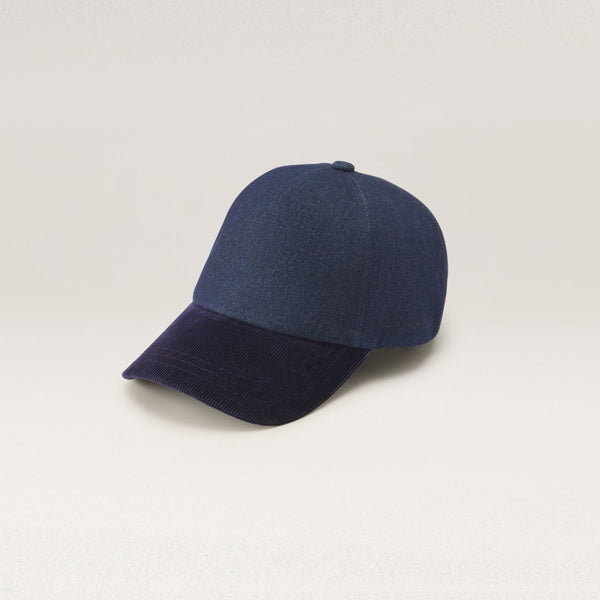 helen kaminski Sutton Denim Cord Cap Hat Cap Dark Denim/ Navy