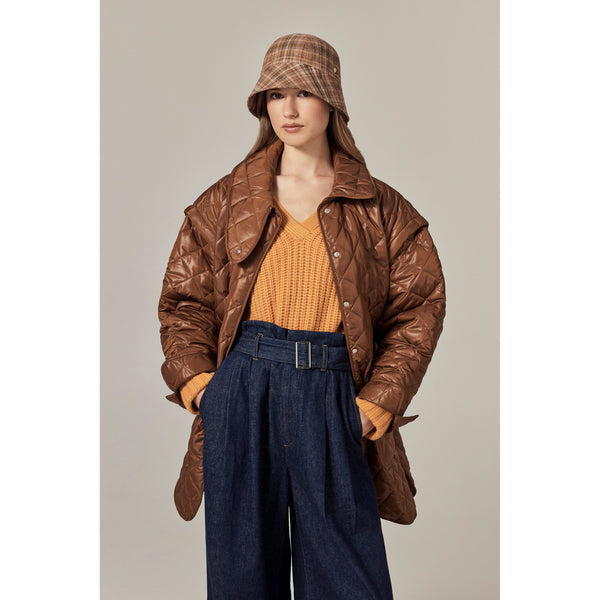 Helen Kaminski Zahara Check Cloche Hat Cloche Camel