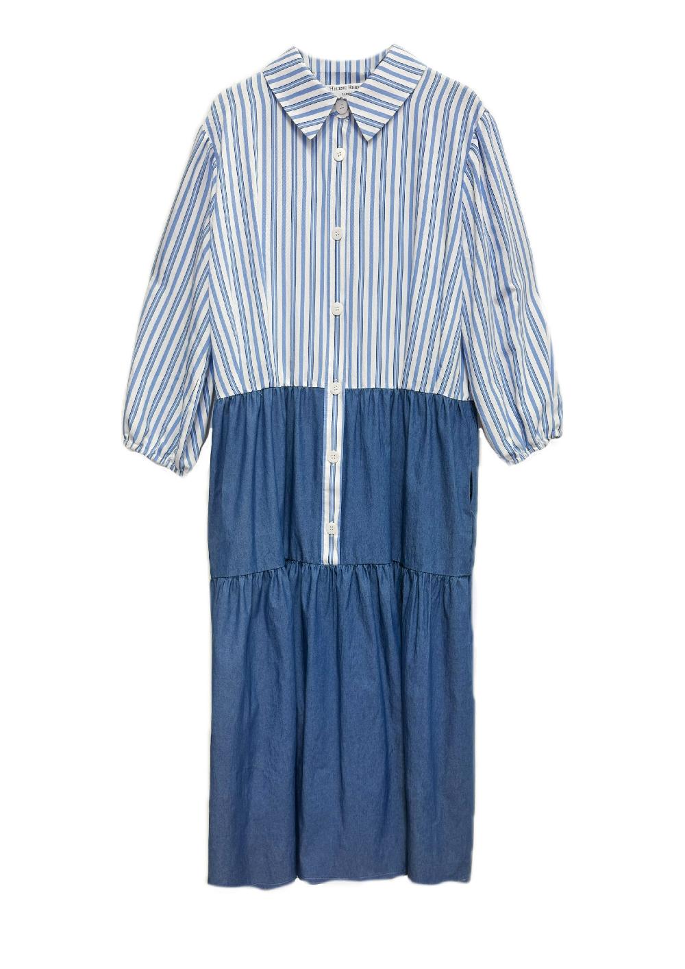 helene berman Ann Long Sleeve Stripe Contrast Tiered Dress - size 10