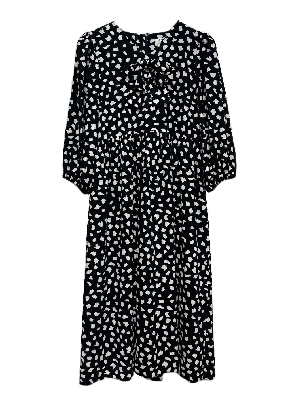 helene berman Bree Easy-Wear Linen-blend Dress with Bow Detail - size 10