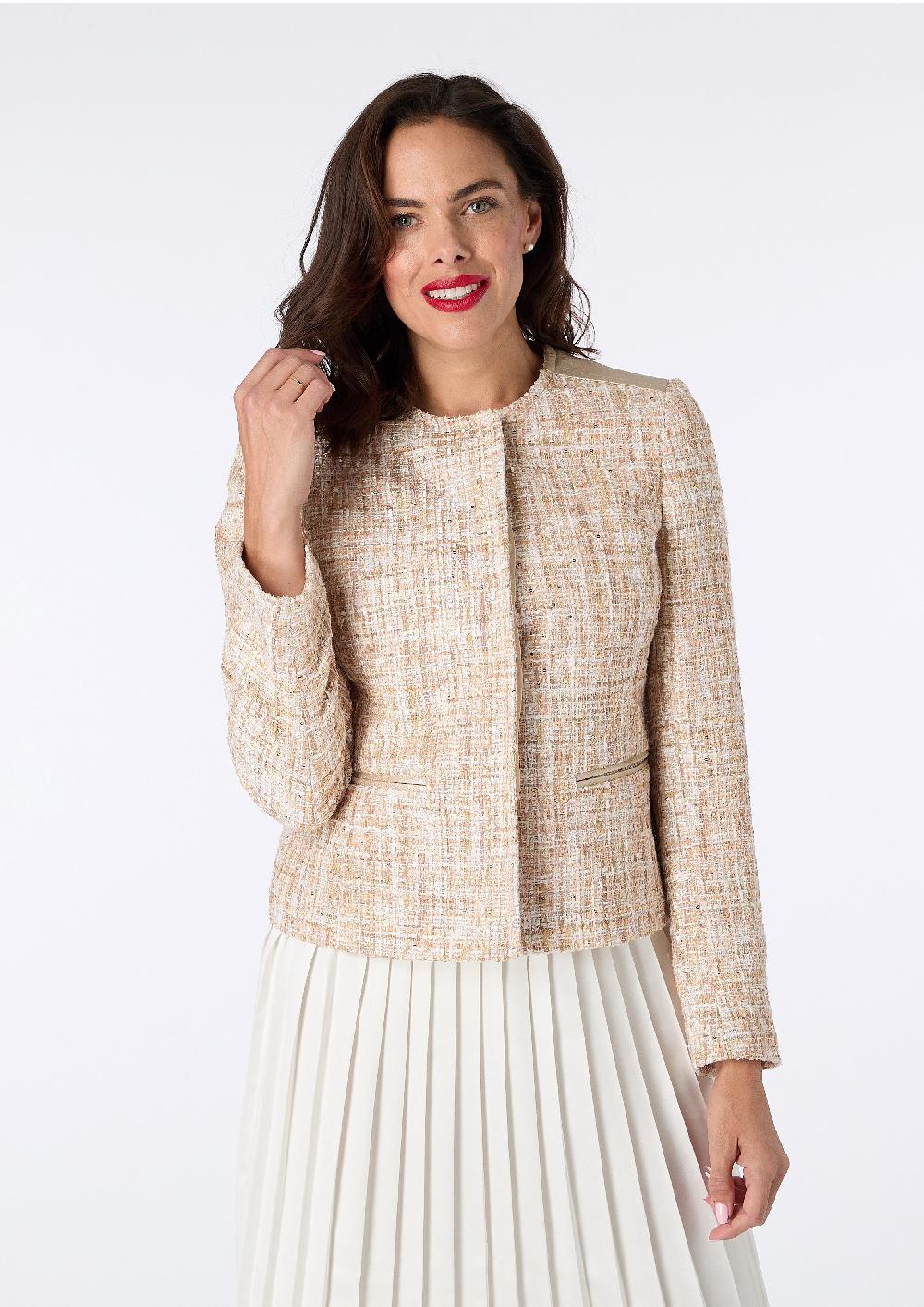 helene berman Comporta Tweed Jacket with Sparkle Detail - size XS