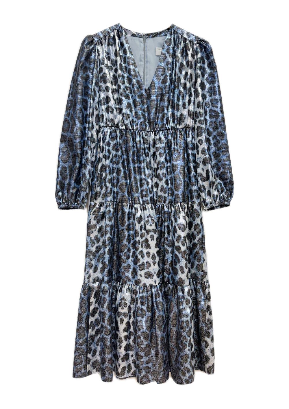 helene berman Dani Metallic Shimmer Animal Print Tiered Dress - size 10
