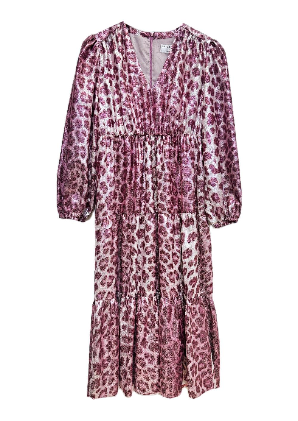 helene berman Gail Metallic Shimmer Animal Print Tiered Dress - size 10