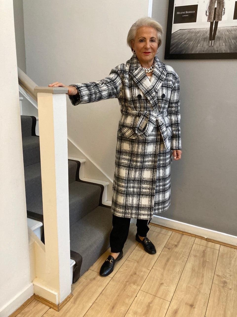 helene berman Carol Easy Wear Check Coat - size XS