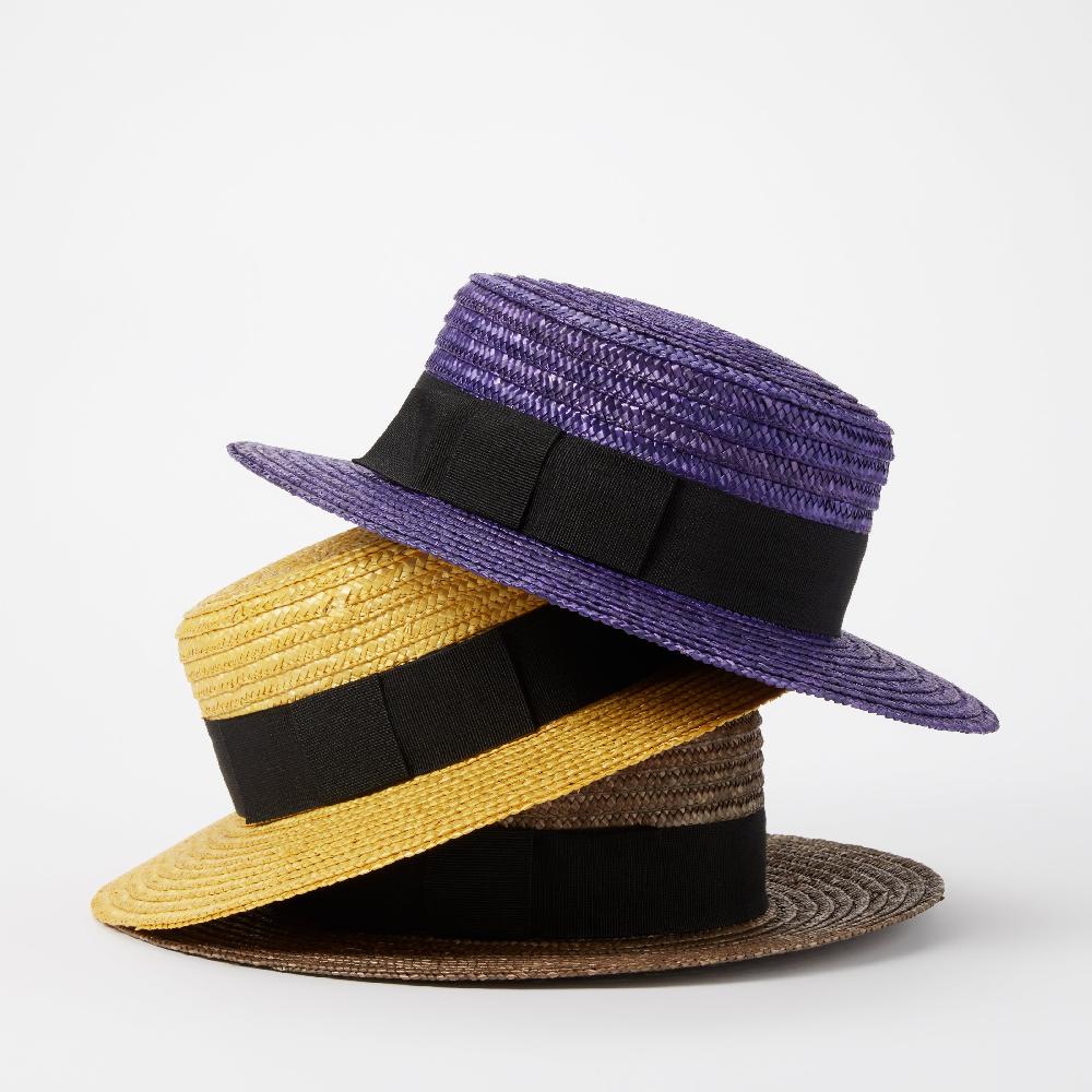 helene berman Venice Straw Boater with Black Band