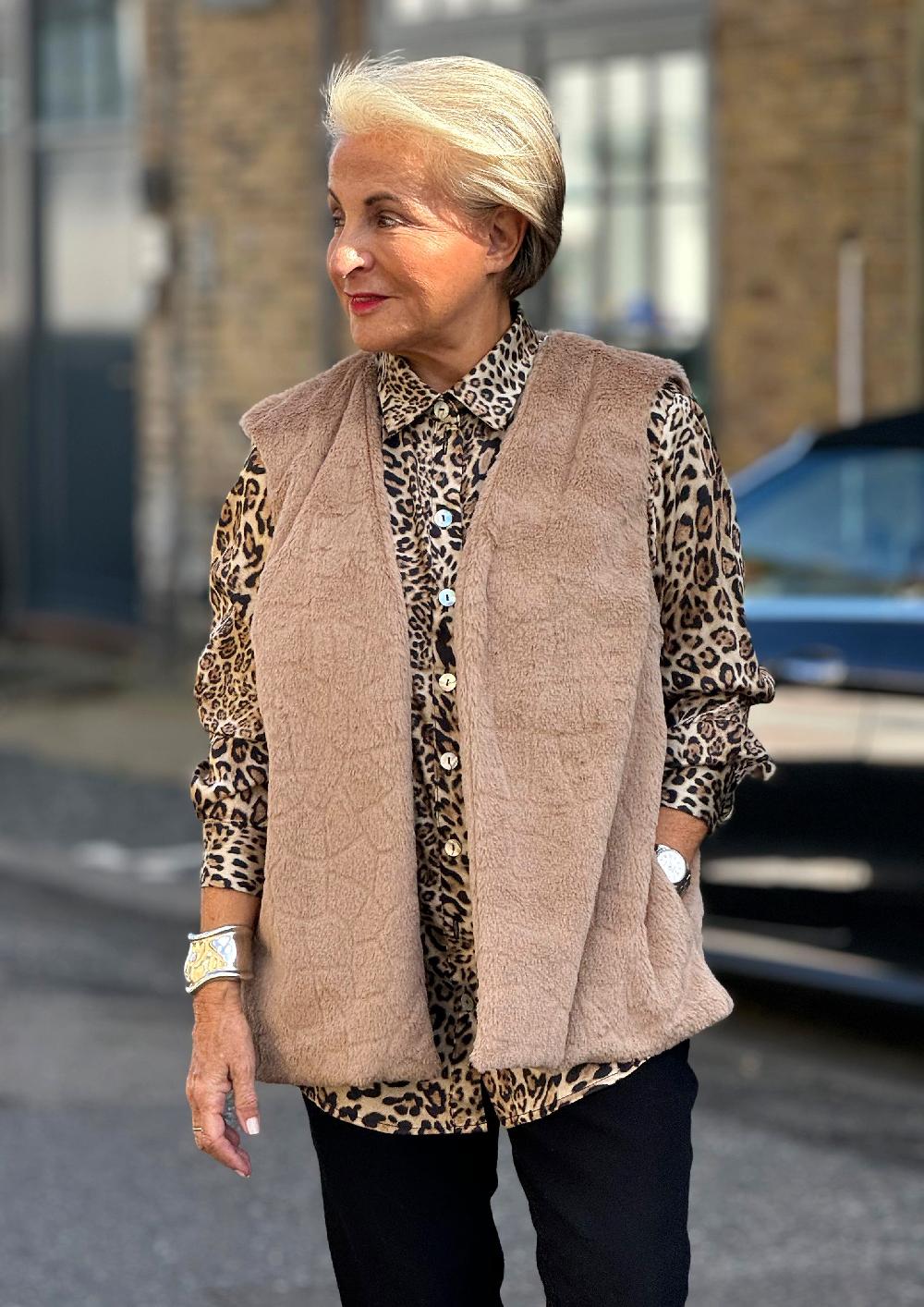 helene berman Helene Faux Fur Camel Gilet - Sizes 20 24