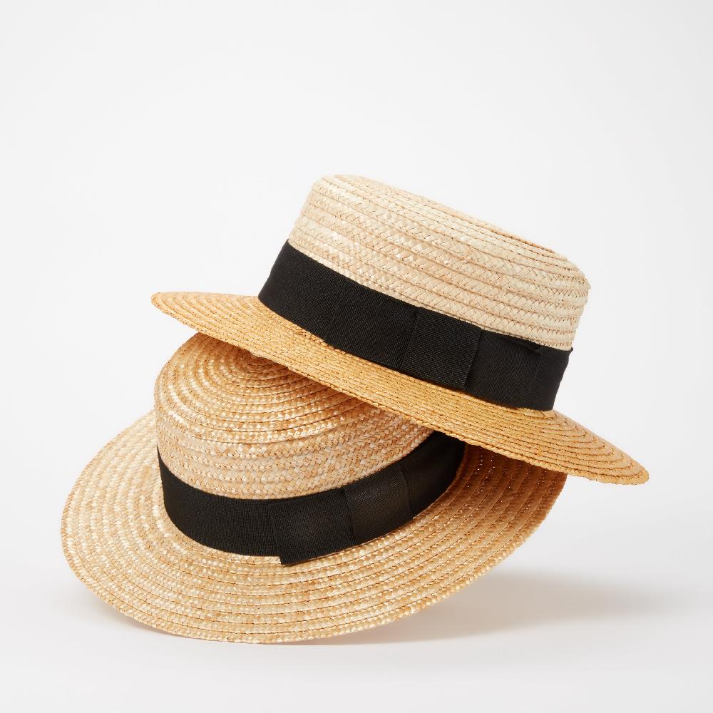 Helene Berman Madrid Natural Straw Boater With Black Band