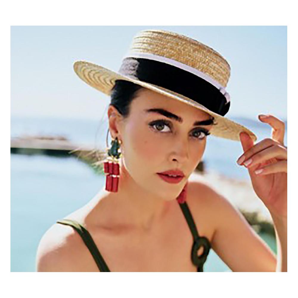 helene berman Madrid Natural Straw Boater with Black Band