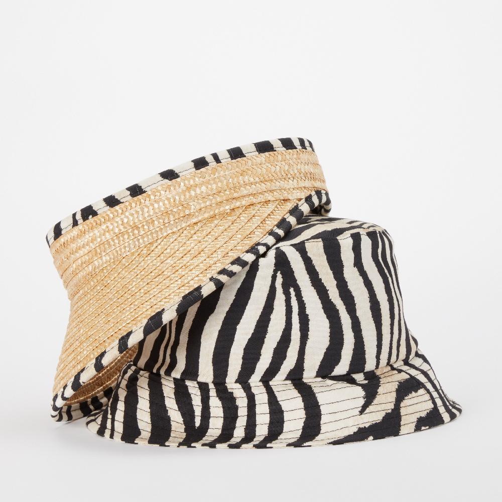 helene berman Malaga Natural Straw Visor and Bucket Hat