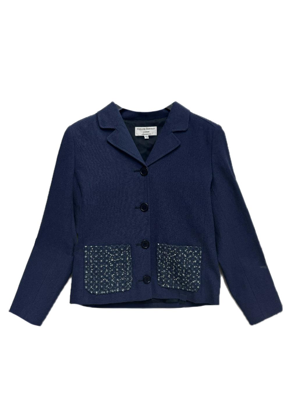 helene berman Maria Cotton-Linen Jacket with Sparkle Detail - size 10