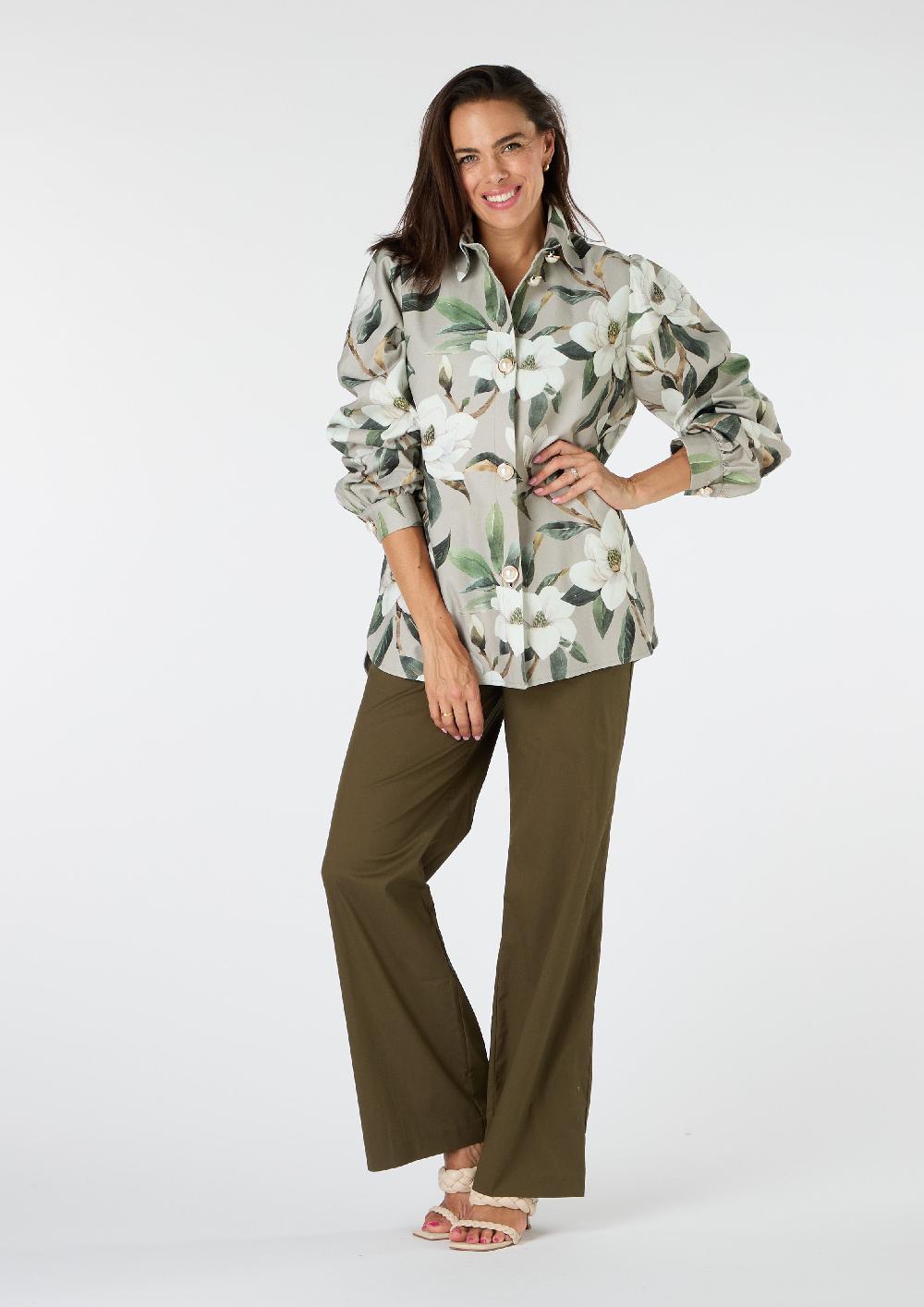 helene berman Myra White Magnolia Cotton Canvas Overshirt - size M/L