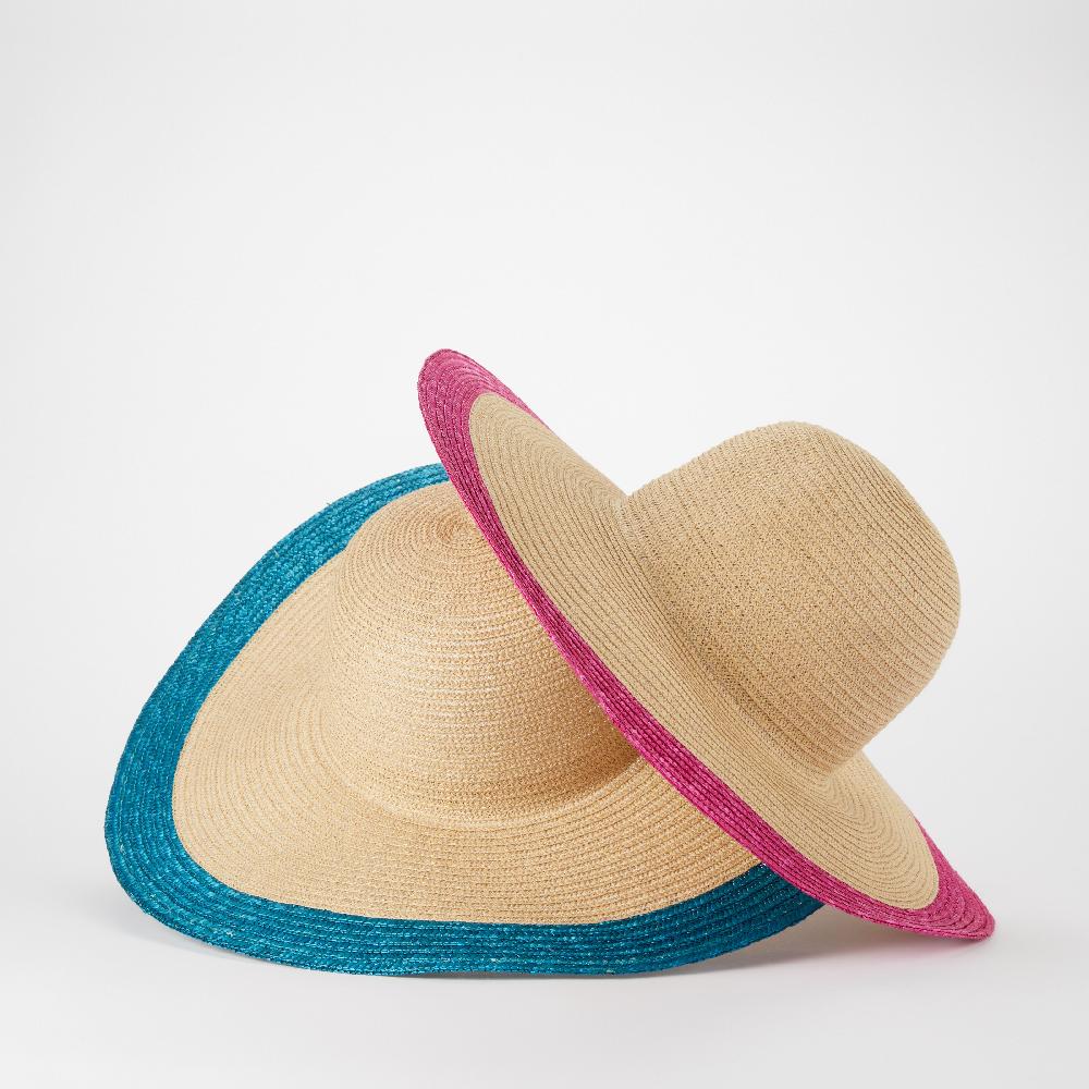 helene berman Olbia Straw Sunhat with Contrast Brim Detail
