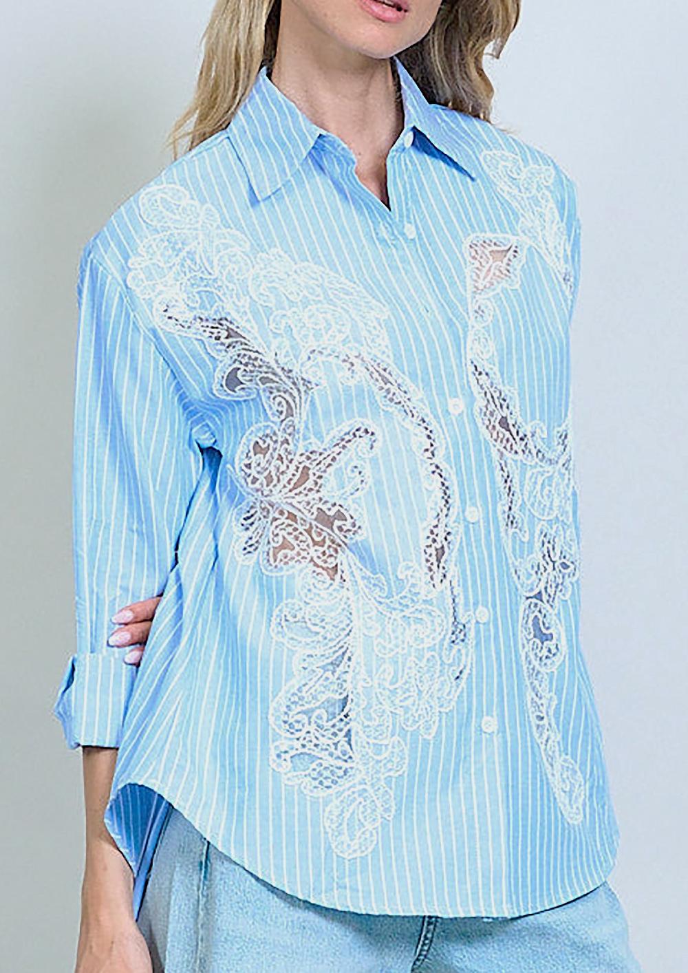 Helene Berman Rebecca Embroidered Easy-Wear Shirt - One Size