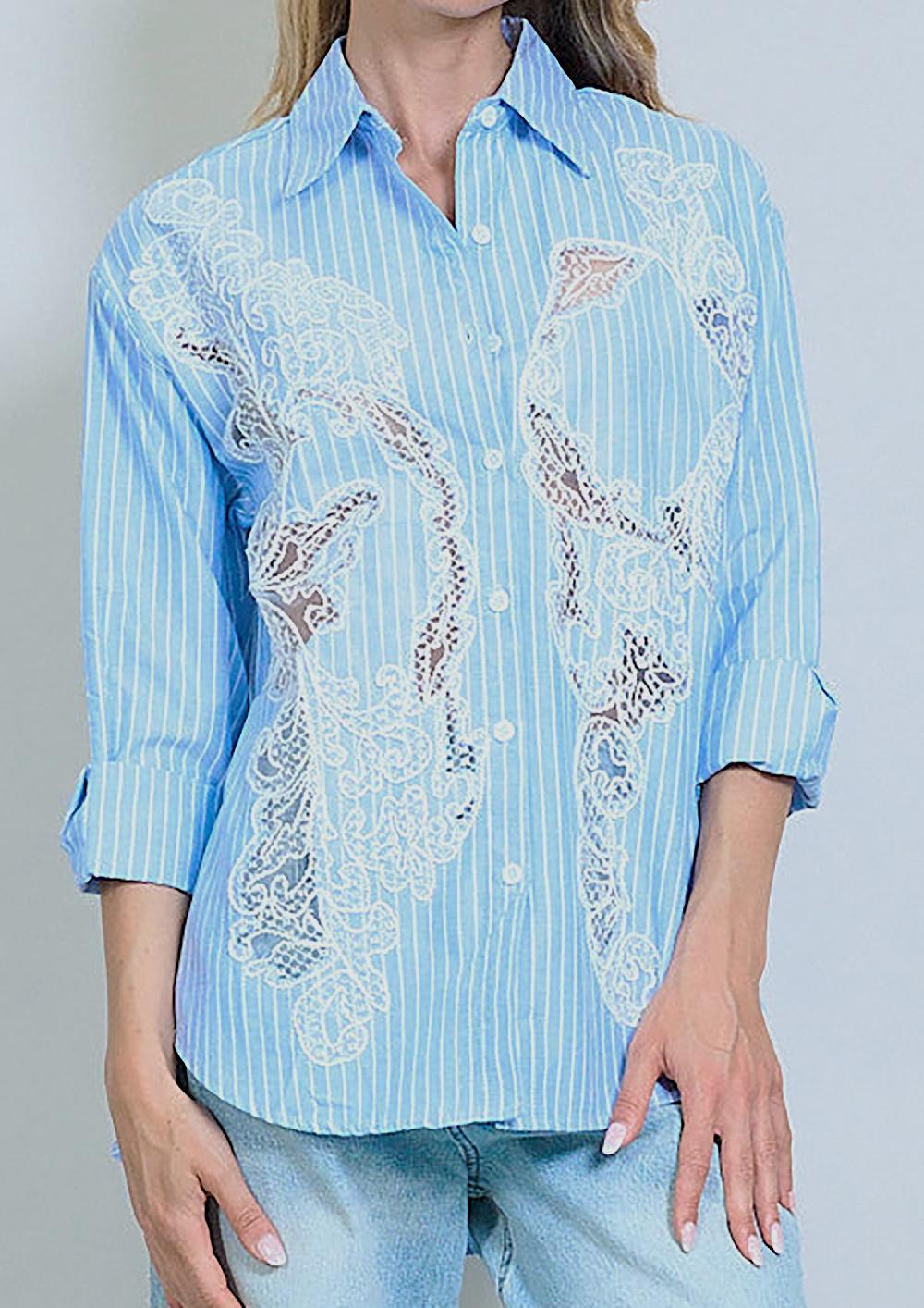 helene berman Rebecca Embroidered Easy-Wear Shirt - One Size