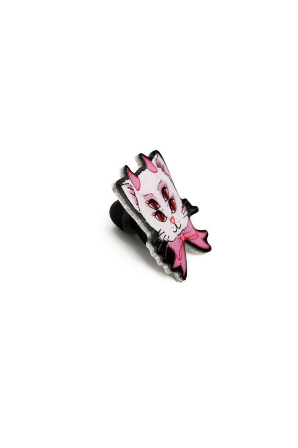 Hell Bunny 4 Eyed Kitty Pin Multi