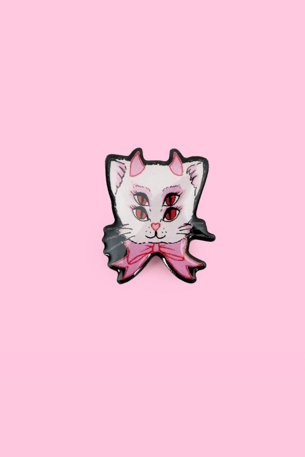hell bunny 4 Eyed Kitty Pin Multi