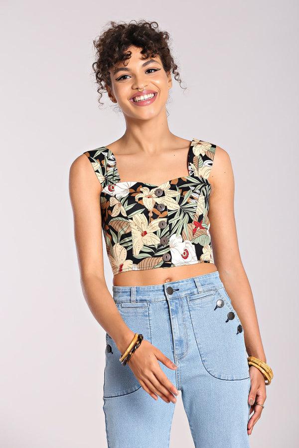 hell bunny Adelaida Crop Top Black