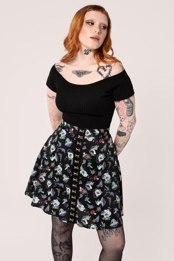 Hell Bunny Amanita Skirt Black