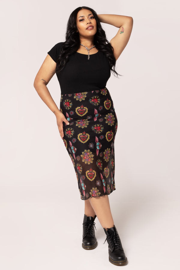 hell bunny Amias Mesh Skirt Black