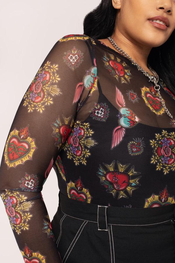 Hell Bunny Amias Mesh Top Black