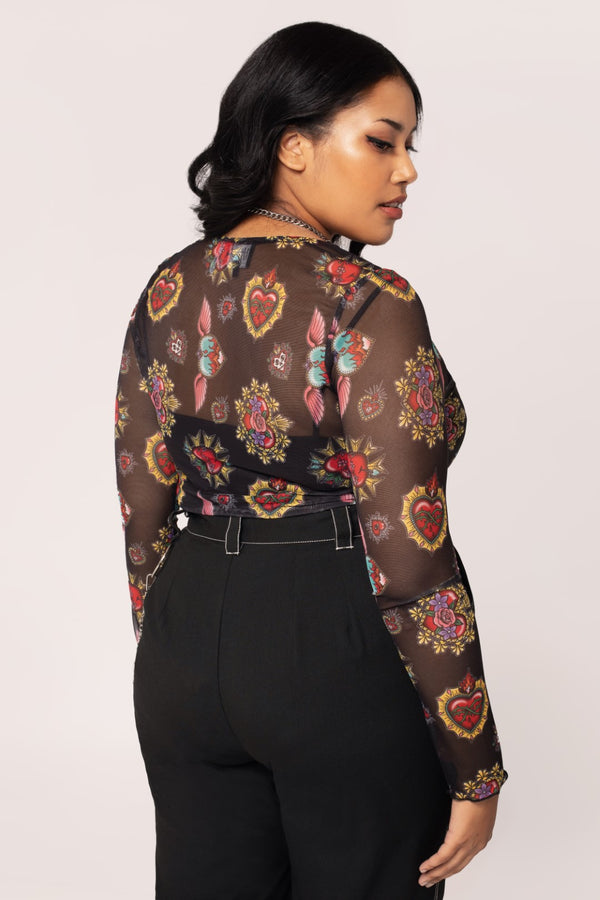 Hell Bunny Amias Mesh Top Black