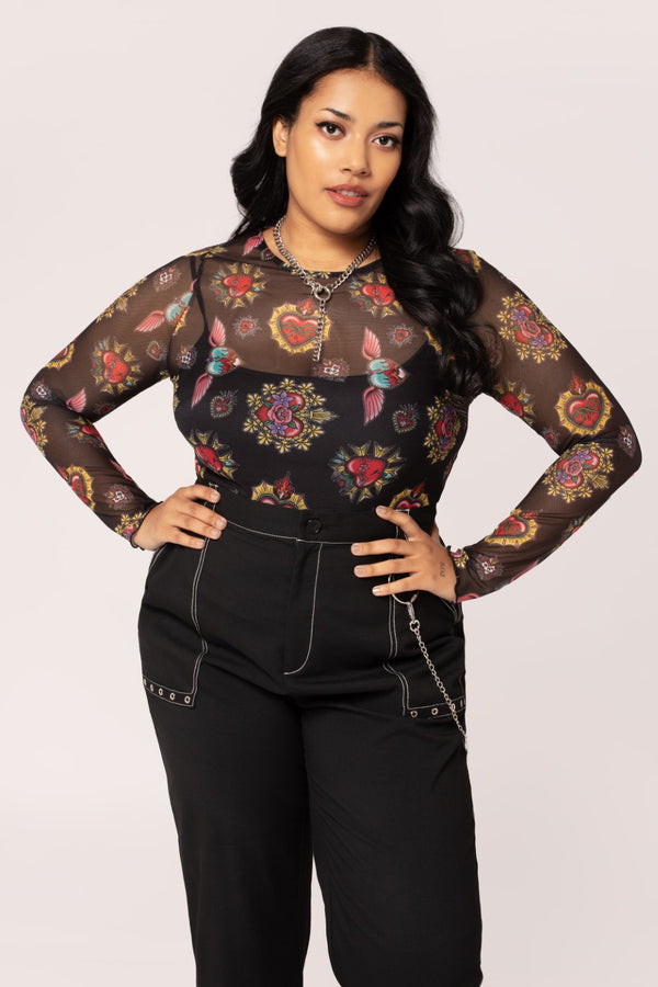 hell bunny Amias Mesh Top Black